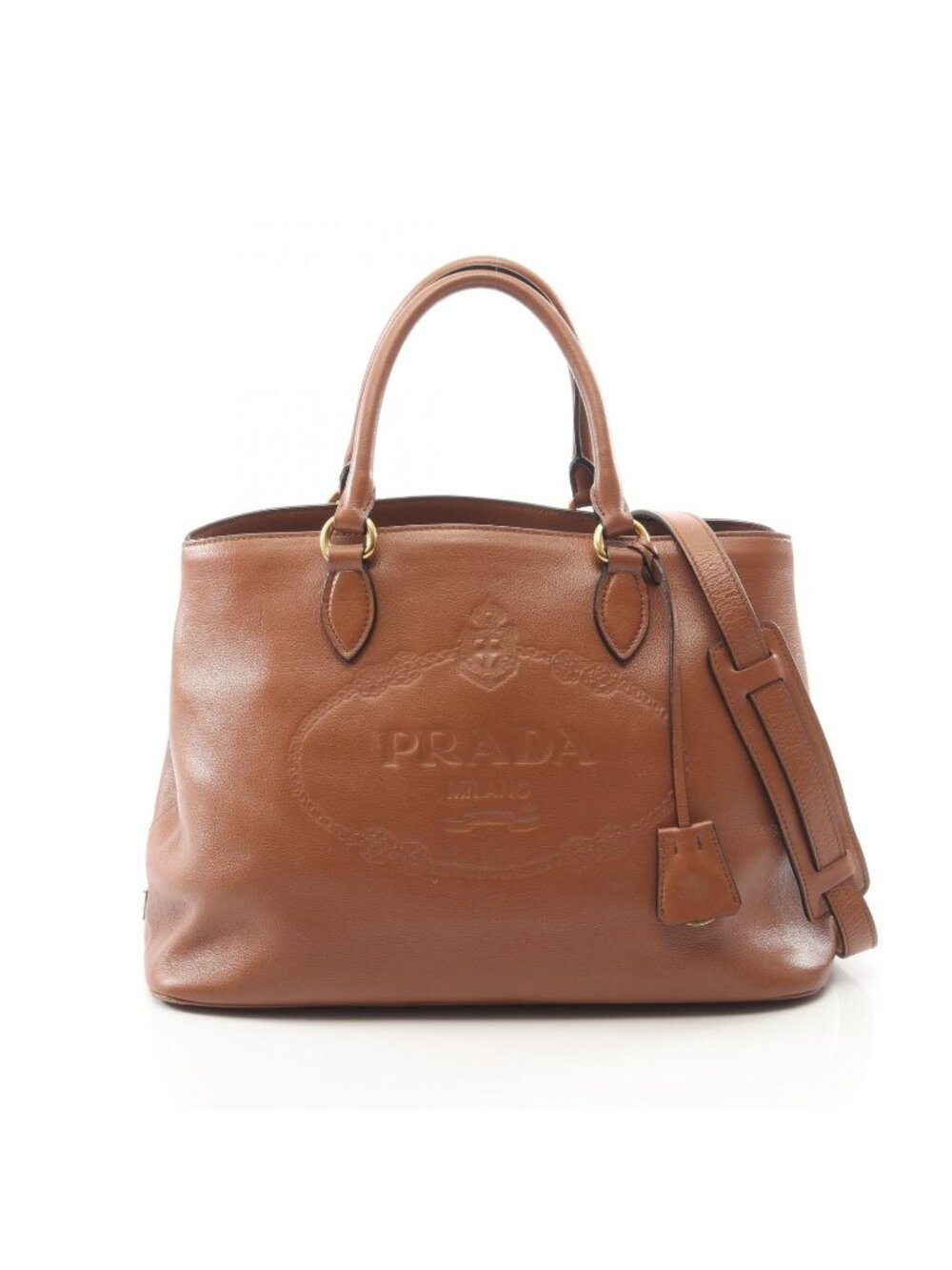 Prada Handbag 2-Way Brown Leather Tote Bag